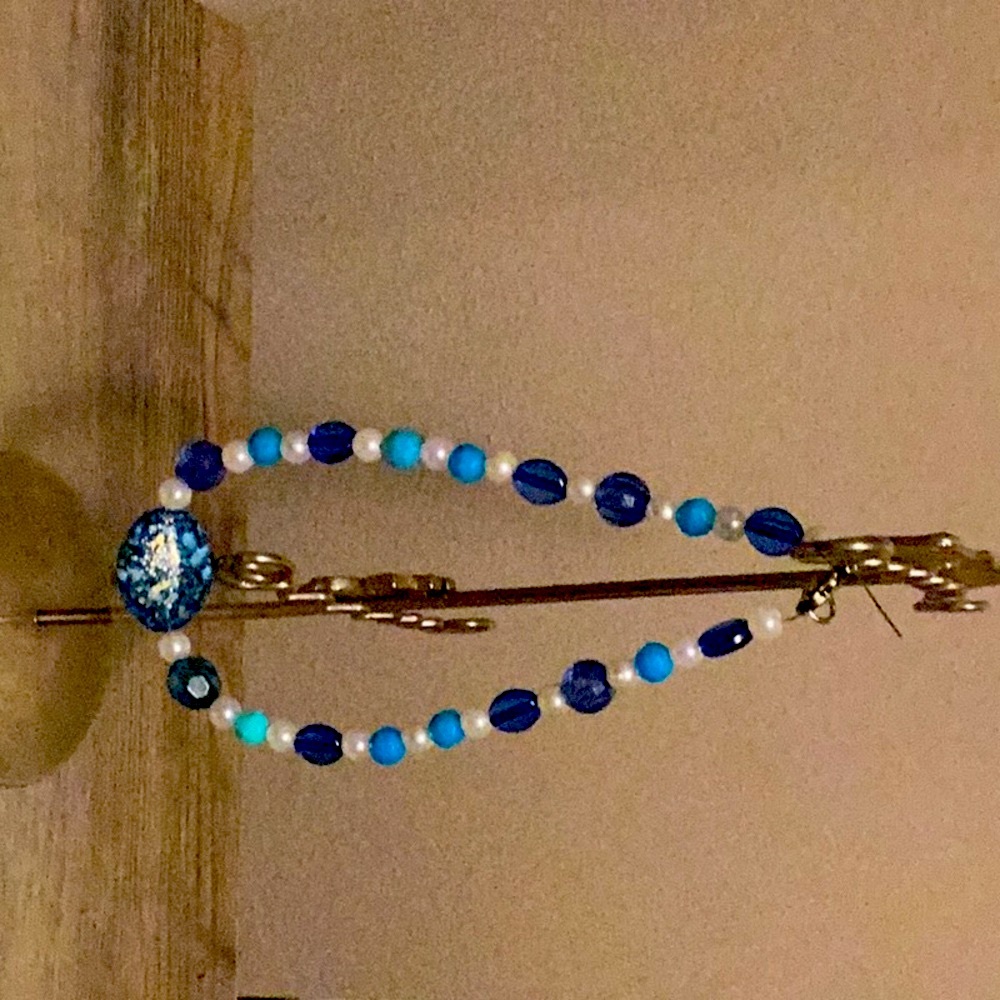 Vibrant Blue and White Beaded  Bracelet